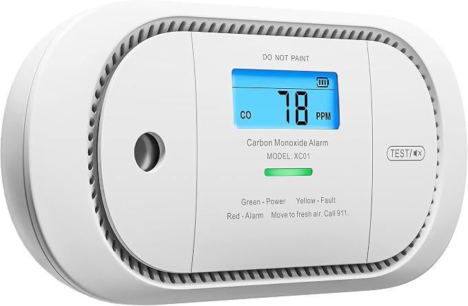 Carbon Monoxide Detector Alarm with Digital LCD Display, Replaceable Battery CO Alarm Detector with Peak Value, alternate