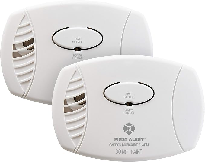 Carbon Monoxide Detector, No Outlet Required, Battery Operated, CO400, White, 2 Count (Pack of 1) in White.