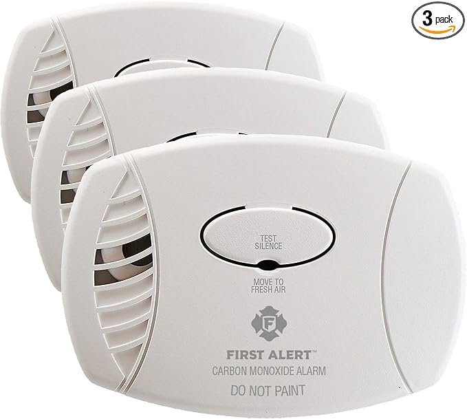 Carbon Monoxide Detector, Plug-in Alarm with Test & Silence Button, CO600, White,(Pack of 3) in White.
