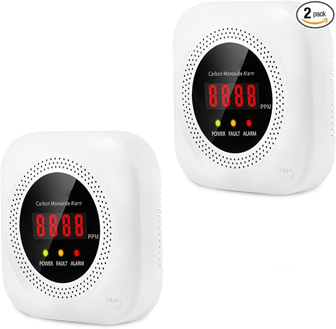 Carbon Monoxide Detector Plug in, Digital Display CO Detector, Battery-Free, 85dB Loud CO Alarm, CO Monitor for Home Kitchen