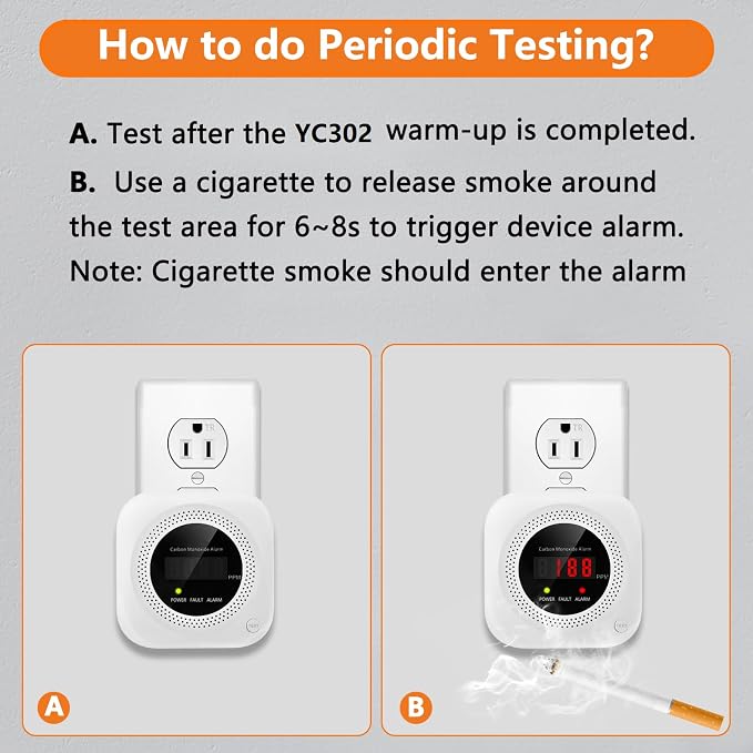 Carbon Monoxide Detector Plug in, Digital Display CO Detector, Battery-Free, 85dB Loud CO Alarm, CO Monitor for Home Kitchen