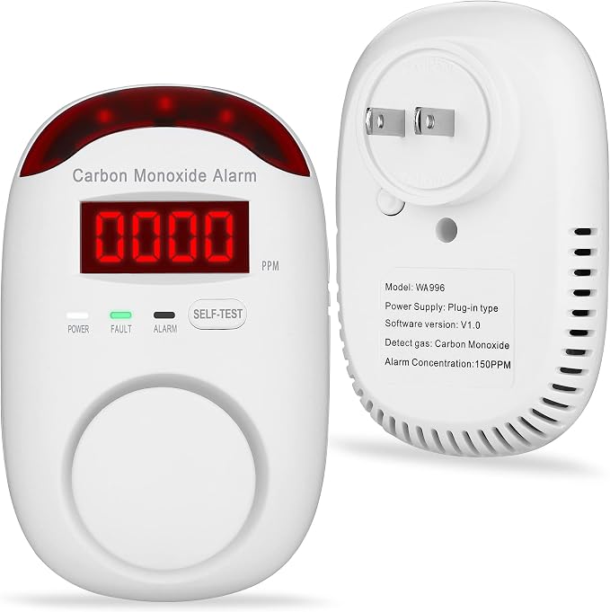 Carbon Monoxide Detector Plug in - Portable Carbon Monoxide Detector for Travel, Plug in CO Detector with