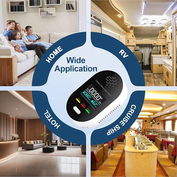 Carbon Monoxide Detector Plug in Wall, 3-in-1 CO Detector with Temperature Humidity Sensor, alternate product view 8