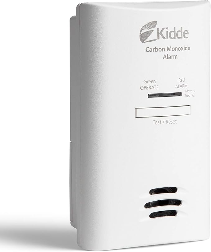 Carbon Monoxide Detector, Plug in Wall with AA Battery Backup, Test-Hush Button in White.