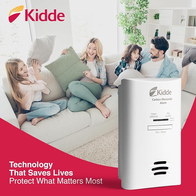 Carbon Monoxide Detector, Plug in Wall with AA Battery Backup, Test-Hush Button in White., alternate view 5