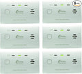 Carbon Monoxide Detector with 10-Year Battery, 3 LED Lights & Alarm Memory, 6 Pack in White.