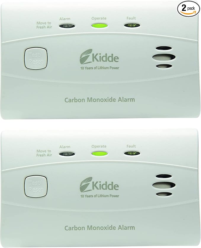 Carbon Monoxide Detector with 10-Year Battery, 3 LEDs, Replacement Indicator, Test-Reset Button, 2 Pack in