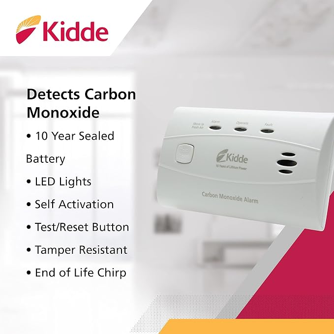 Carbon Monoxide Detector with 10-Year Battery, 3 LEDs, Replacement Indicator, Test-Reset Button, 2 Pack in, alternate view 2