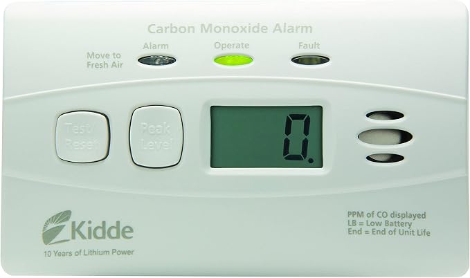 Carbon Monoxide Detector with 10-Year Battery, Digital Display, 3 LEDs, Replacement Indicator, Peak Level Memory, alternate