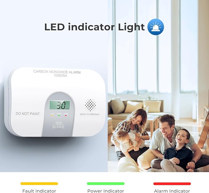 Carbon Monoxide Detectors, 10 Year Product Life CO Detector with LCD Digital Display and Sound Warning, ETL, alternate view 4