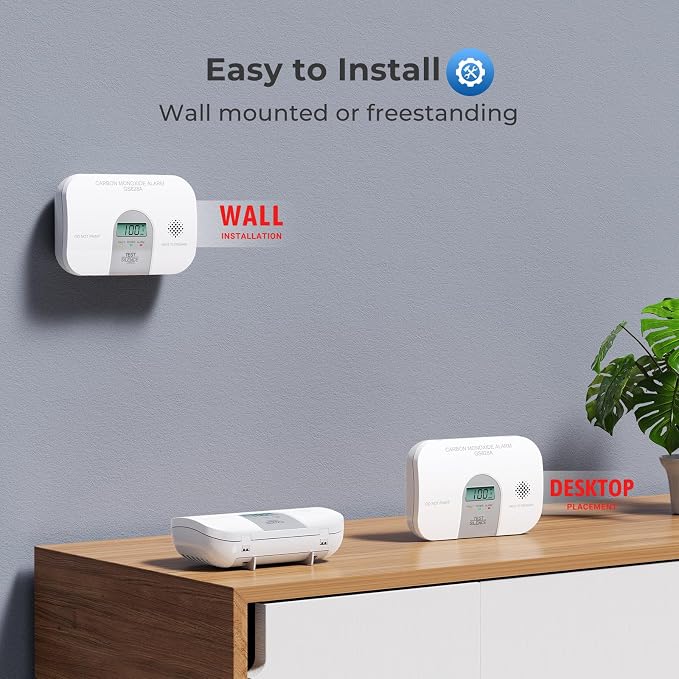 Carbon Monoxide Detectors, 10 Year Product Life CO Detector with LCD Digital Display and Sound Warning, ETL, alternate view 6
