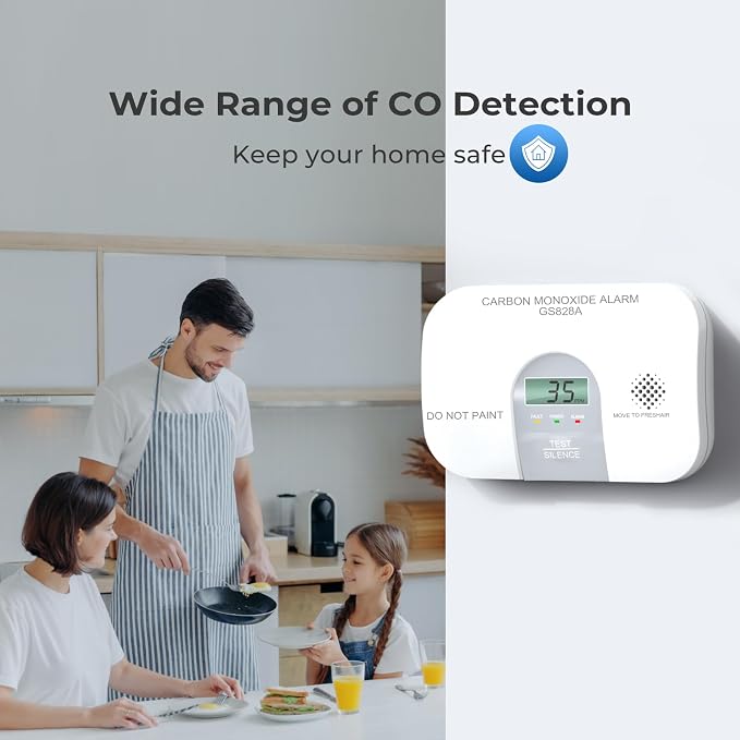 Carbon Monoxide Detectors, 10 Year Product Life CO Detector with LCD Digital Display and Sound Warning, ETL, alternate view 7