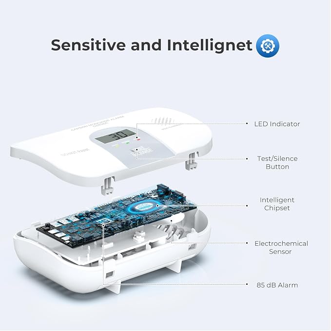 Carbon Monoxide Detectors, 10 Year Product Life Portable Carbon Monoxide Detector with LCD Digital Display and, alternate