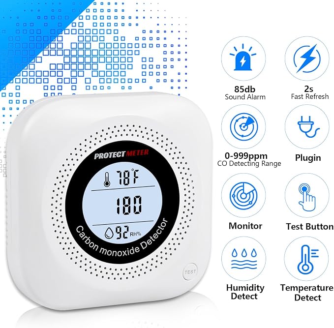 Carbon Monoxide Detectors,3 Pack 3in1 Portable Carbon Monoxide detectors Plug in Wall for Travel, CO Alarm/Monitor for