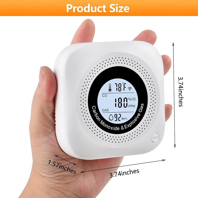 Carbon Monoxide Detectors, 3Pack 4-in-1 Natural Gas Leak Detector, Portable Carbon Monoxide Detector, Plug in Wall with AC