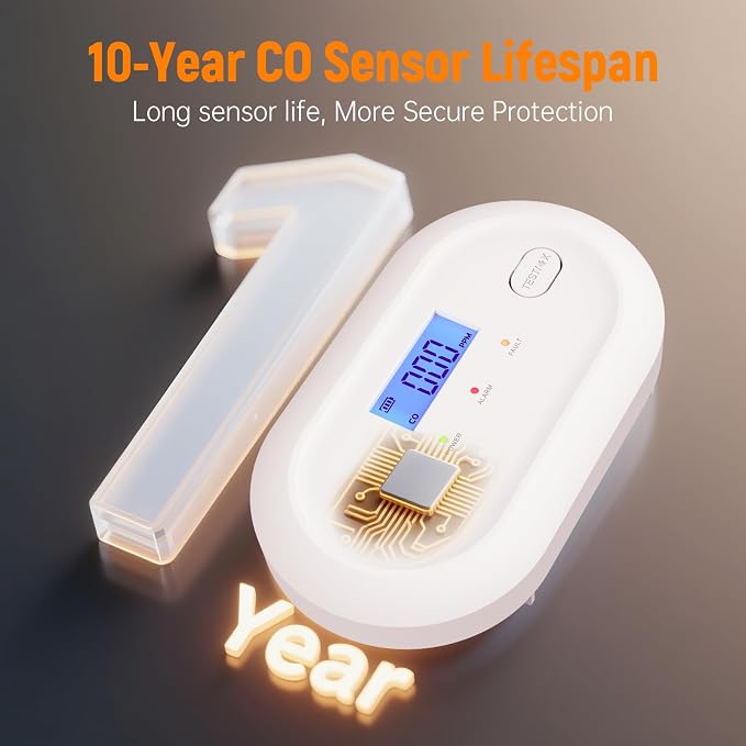 Carbon Monoxide Detectors Carbon Monoxide Alarm with LED Digital Display, CO Alarm with Human Alarm Sounds and, alternate