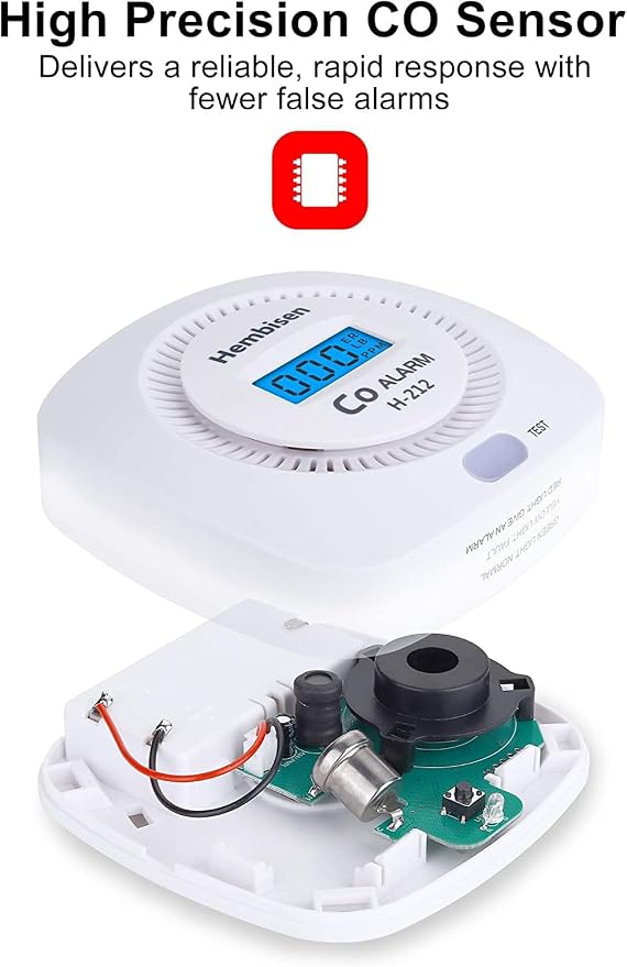 Carbon Monoxide Detectors - CO Alarm Detector Monitor Battery Operated with Digital Display for House Kitchen, alternate view