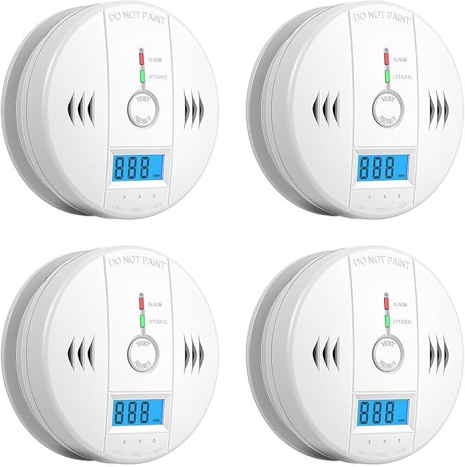 Carbon Monoxide Detectors, CO Detector Battery Powered, Carbon Monoxide Alarm with Sensitive CO Sensor, LCD