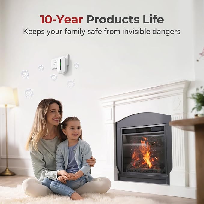 Carbon Monoxide Detectors Plug in,10 Year Replaceable Battery Operated Co Monitor Alarm, Plug and Play Co, alternate view 7