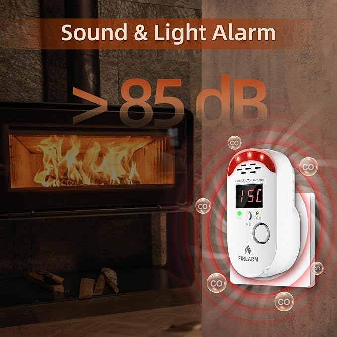 Carbon Monoxide Detectors, Plug in CO Detector with LED Digital Display, Portable CO Alarm Monitor for Home, Hotel, Office
