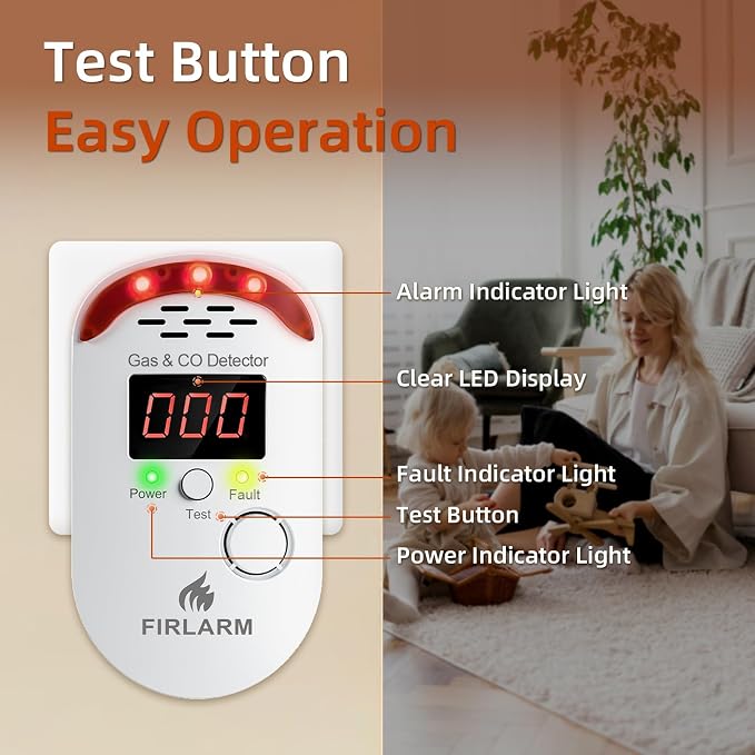 Carbon Monoxide Detectors, Plug in CO Detector with LED Digital Display, Portable CO Alarm Monitor for Home, Hotel, Office