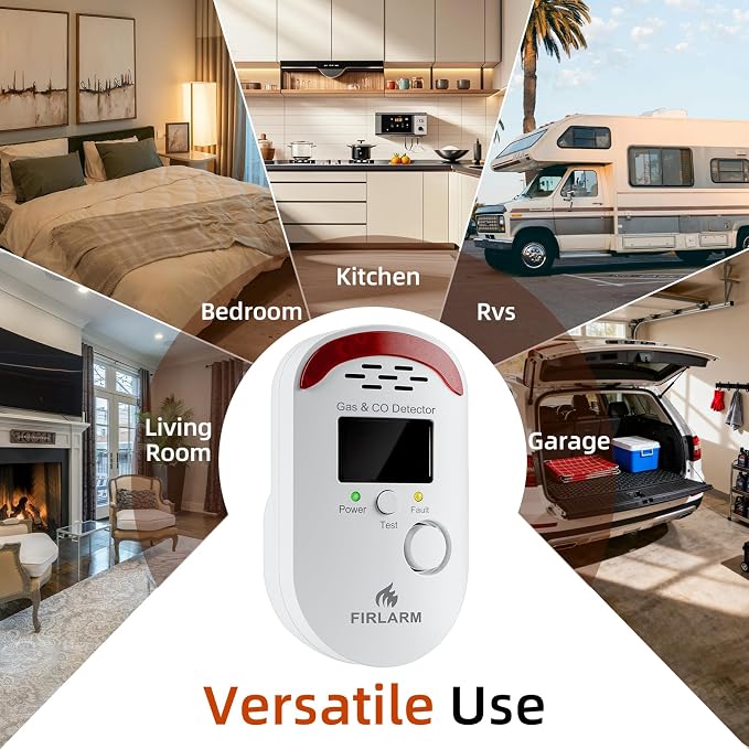 Carbon Monoxide Detectors, Plug in CO Detector with LED Digital Display, Portable CO Alarm Monitor for Home, Hotel, Office