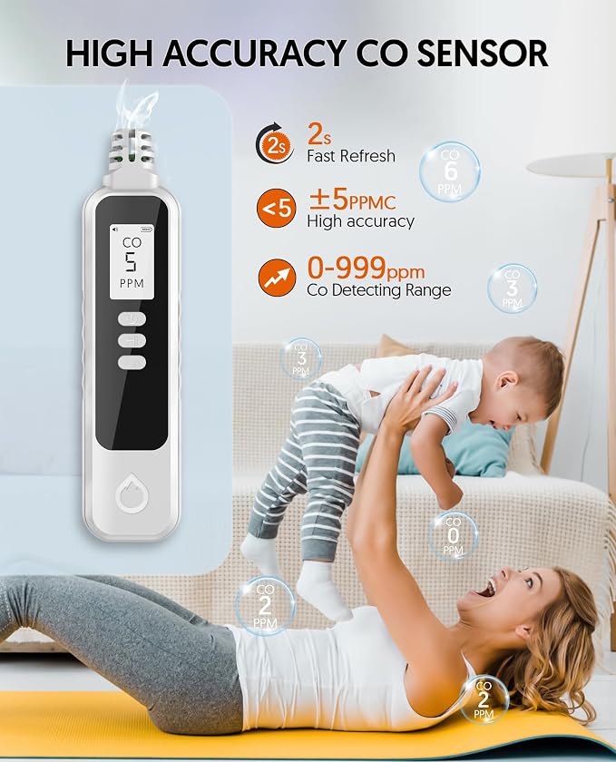 Carbon Monoxide Detectors Portable CO Detector Battery Powered, Handheld Carbon Monoxide Monitor Alarm Detector, alternate