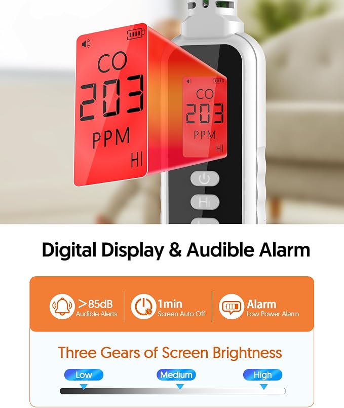 Carbon Monoxide Detectors Portable CO Detector Battery Powered, Handheld Carbon Monoxide Monitor Alarm Detector, alternate