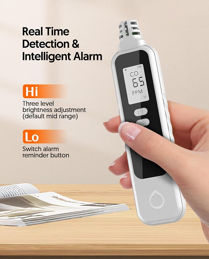 Carbon Monoxide Detectors Portable CO Detector Battery Powered, Handheld Carbon Monoxide Monitor Alarm Detector, alternate