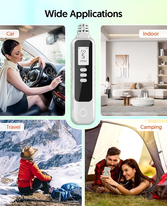 Carbon Monoxide Detectors Portable CO Detector Battery Powered, Handheld Carbon Monoxide Monitor Alarm Detector, alternate