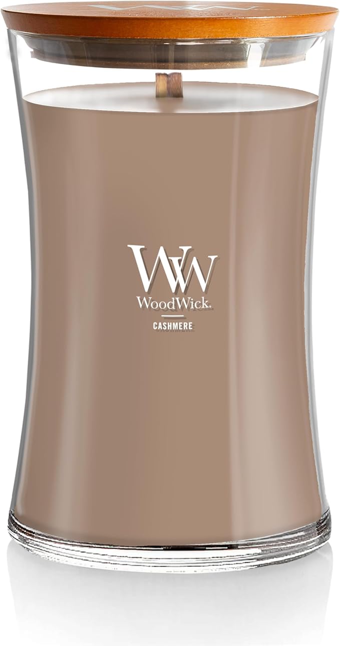 Cashmere Holiday Candle Gifts for Women and Men, 21.5 oz Large Hourglass Candle with Crackling Wick, product image