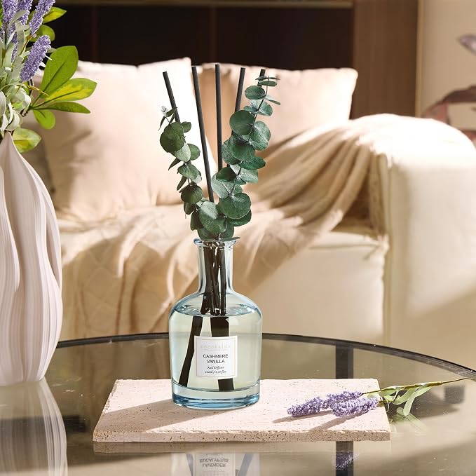 Cashmere Vanilla Reed Diffuser – 6.76 oz Essential Oil with 8 Reeds & Real Eucalyptus Sticks, alternate product view 7