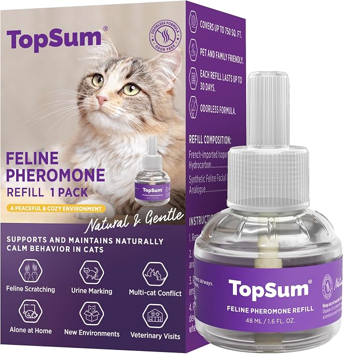 Cat Calming Diffuser Refill: 1 Refill Cat Pheromones Calming Diffuser Refill – Helps Reduce Scratching Peeing Meowing Hiding