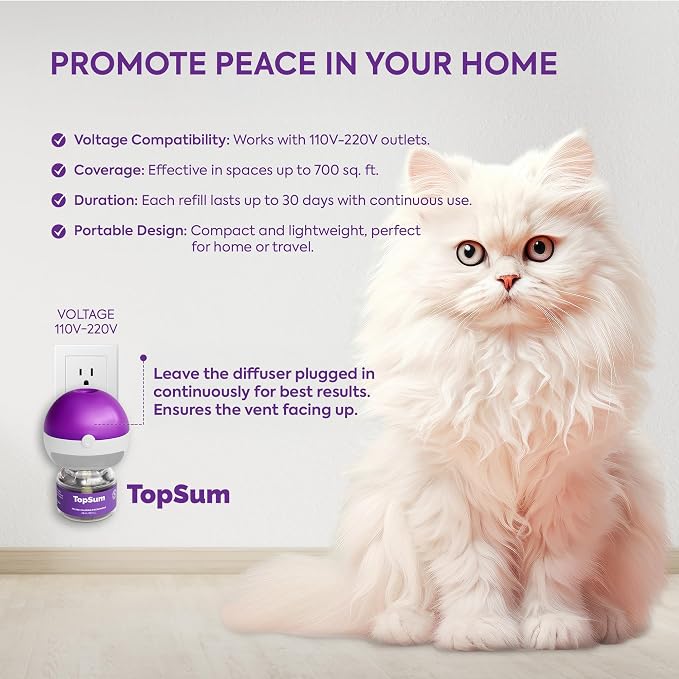 Cat Calming Diffuser Refill: 1 Refill Cat Pheromones Calming Diffuser Refill – Helps Reduce Scratching Peeing Meowing Hiding