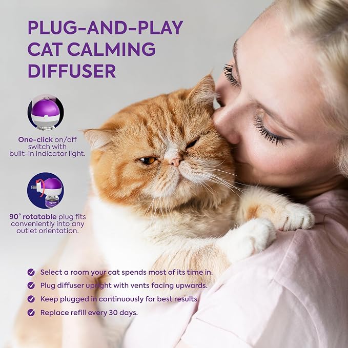 Cat Calming Diffuser Refill: 1 Refill Cat Pheromones Calming Diffuser Refill – Helps Reduce Scratching Peeing Meowing Hiding