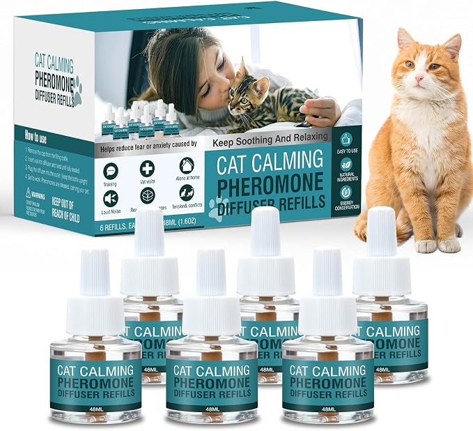 Cat Calming Diffuser Refill 6 Pack Cat Calming Pheromone Diffuser Refill Cat Plug in Pheromones Cat Stress Diffuser Cat