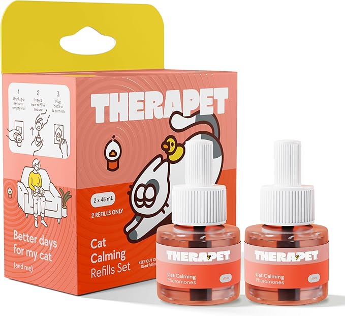 Cat Calming Diffuser Refill Kit (2-Pack, 60-Day Supply) – Cat Pheromone Refill for Stress, Pee Spraying, Fighting