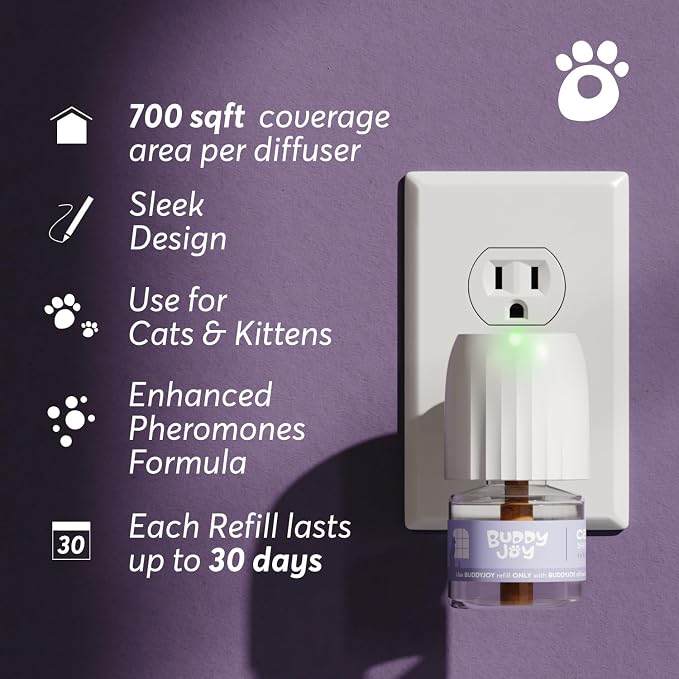 Cat Calming Diffuser Refills – Long-Lasting 30-Day Formula, Cat Pheromones Calming Diffuser for Stress Relief, Relaxation