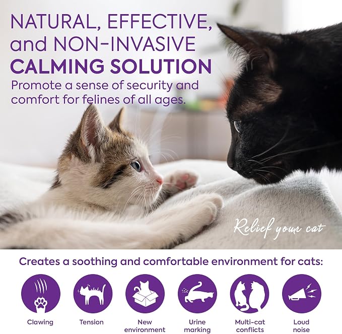 Cat Calming Pheromone Diffuser: Feline Pheromones Plug in for Stress, Along At Home, Spraying, Fighting, Scratching