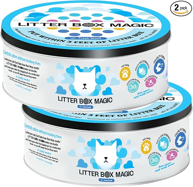 Cat Litter Deodorizer Jar (Fresh Scent, 16 Oz, Pack of 2) - Cat Litter Odor Absorber Gel In A Jar - Litter Box