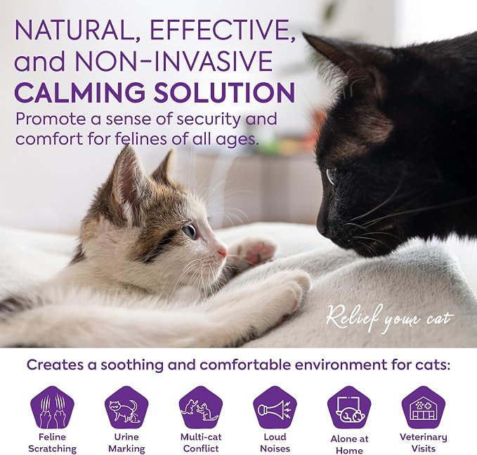 Cat Pheromones Calming Diffuser: 1 Diffuser & 3 Refills Top Value Kit Cat Calming Diffuser – Helps Reduce Scratching Peeing