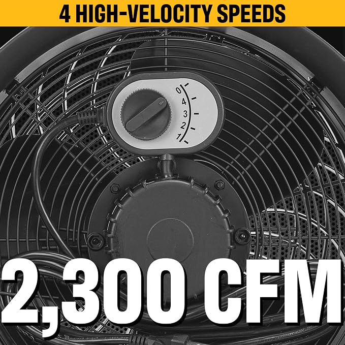 Caterpillar® fan 14”-Blade High-Velocity Drum Fan Heavy Duty Industrial Grade (Black, 2-in-1): 2,300 CFM, 4-Speed, 360 Degree