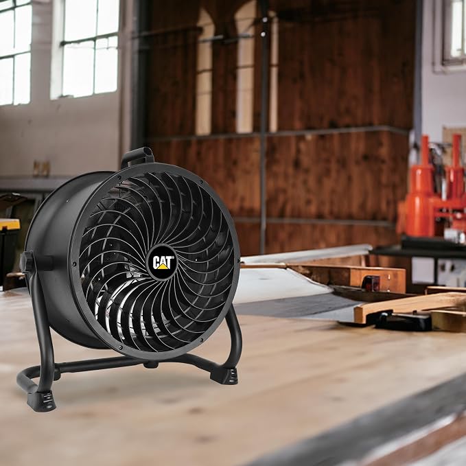 Caterpillar® fan 14”-Blade High-Velocity Drum Fan Heavy Duty Industrial Grade (Black, 2-in-1): 2,300 CFM, 4-Speed, 360 Degree