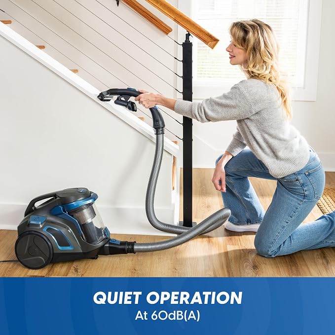 CC0501 Ultra Silent Bagless Canister Vacuum Powerful Cleaner with HEPA Filtration, One-Touch Release Dust Cup, Built-in Dust