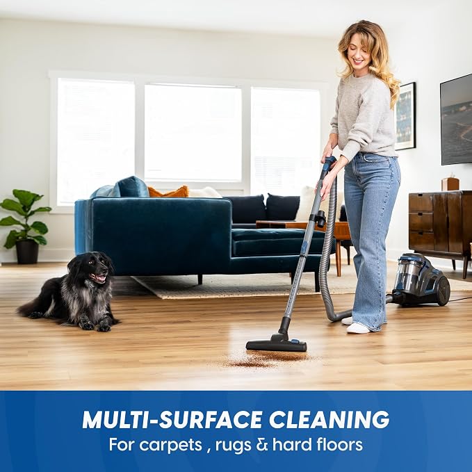 CC0501 Ultra Silent Bagless Canister Vacuum Powerful Cleaner with HEPA Filtration, One-Touch Release Dust Cup, Built-in Dust