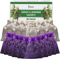 Cedar Chips and Lavender Sachets (20 Pack) - Stop Clothes Damage - Cedar and Lavendar Home Fragrance Sachets for Drawers and
