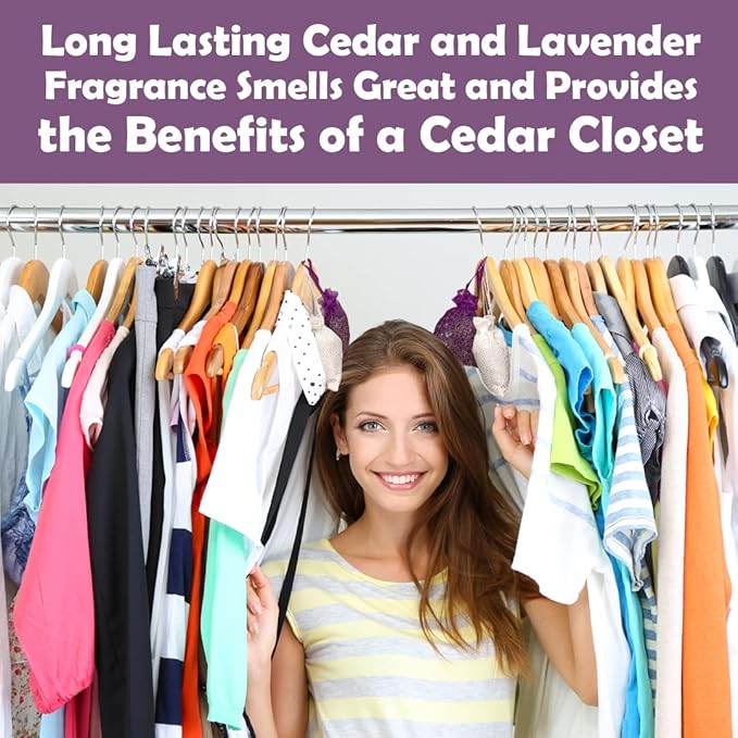 Cedar Chips and Lavender Sachets (20 Pack) - Stop Clothes Damage - Cedar and Lavendar Home Fragrance Sachets for Drawers and