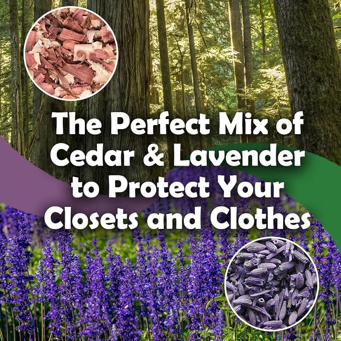 Cedar Chips and Lavender Sachets (20 Pack) - Stop Clothes Damage - Cedar and Lavendar Home Fragrance Sachets for Drawers and