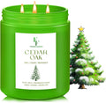 Cedar Oak Large Christmas Tree Candle, 3-Wick 22oz Long Lasting Scented Candle, Natural Soy Wax Aromatherapy Candle for Home