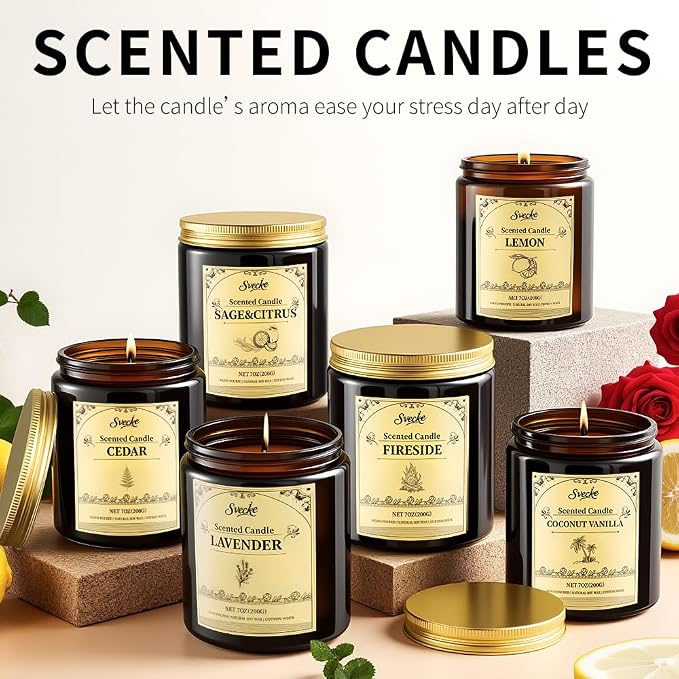 Cedar Scented Candles, 7oz Soy Wax Candle, Long Lasting Aromatherapy Jar Candle for Home, Scented Long Burning Candle Gift